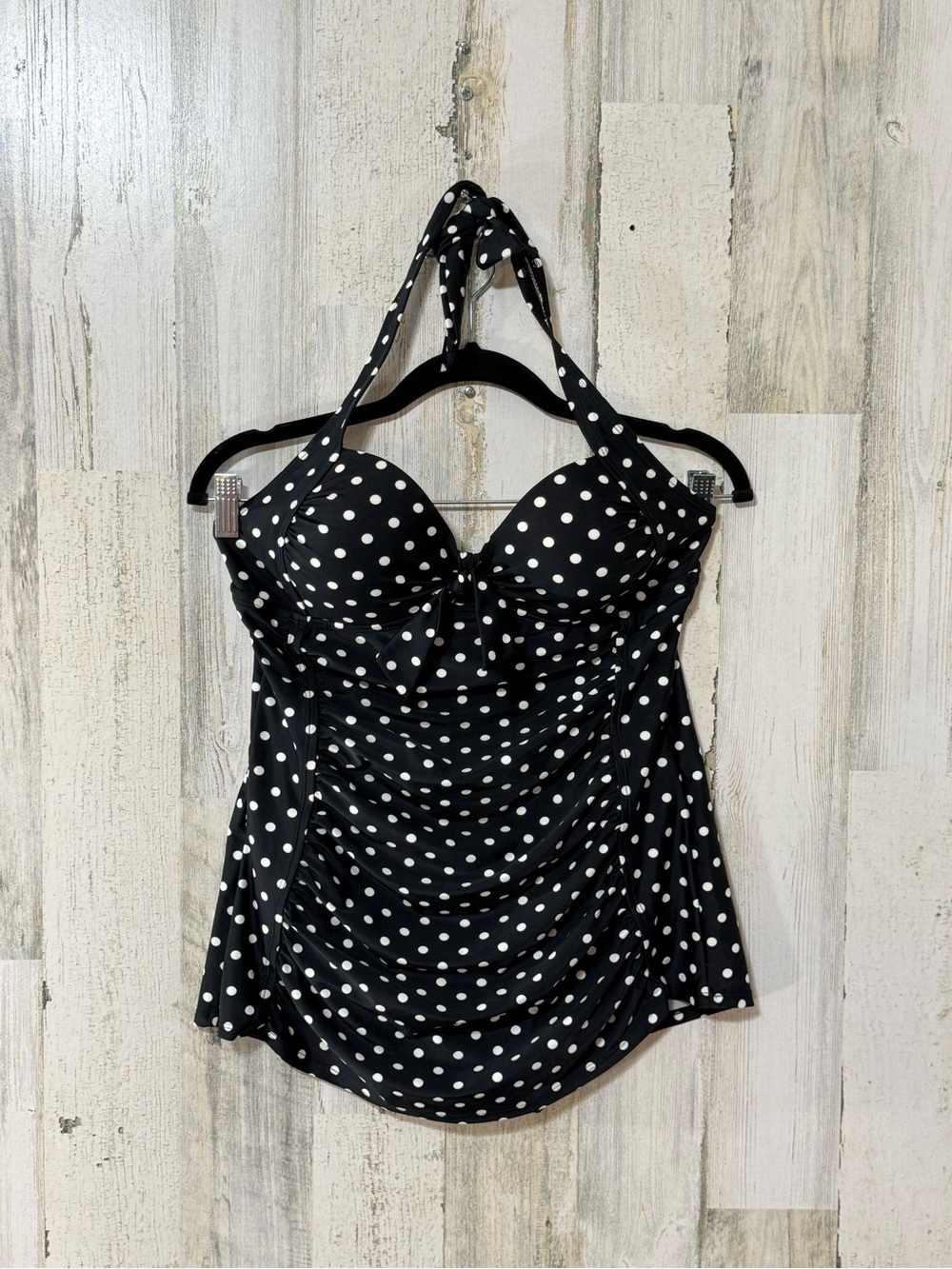 Merona Halter Black and White Polka Dot Swimdress One Piece